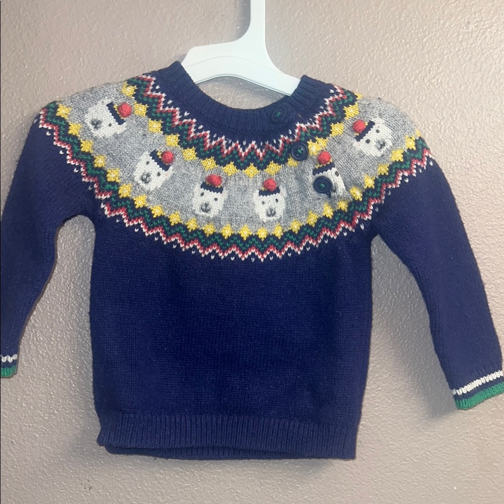 Navy Sweater with Festive Pattern